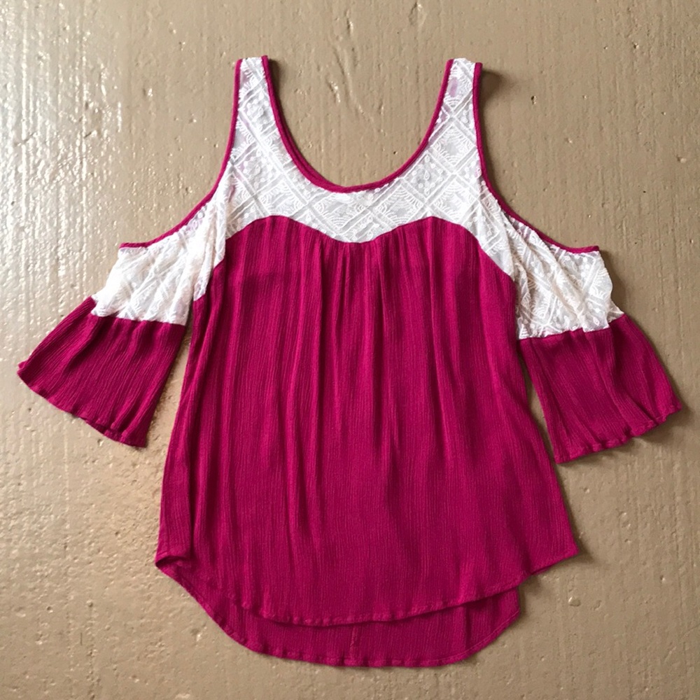 Magenta Off The Shoulder Top
